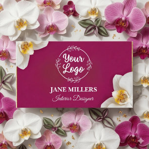 Elegant chic orchid and magenta business logo calling card