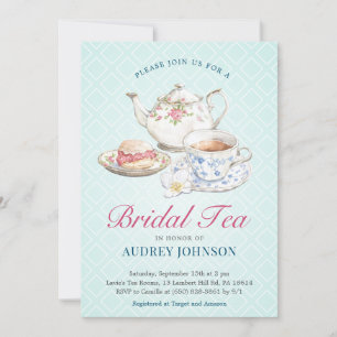 Elegant Chic Pastel Bridal Shower Tea Floral Invitation