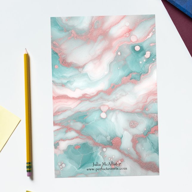Elegant Chic Pastel Marble with Rose Gold Accents Stationery (Creator Uploaded)