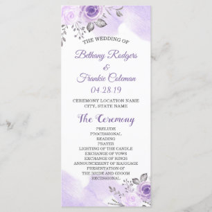 Elegant Chic Pastel Purple Flowers Wedding Program Programme
