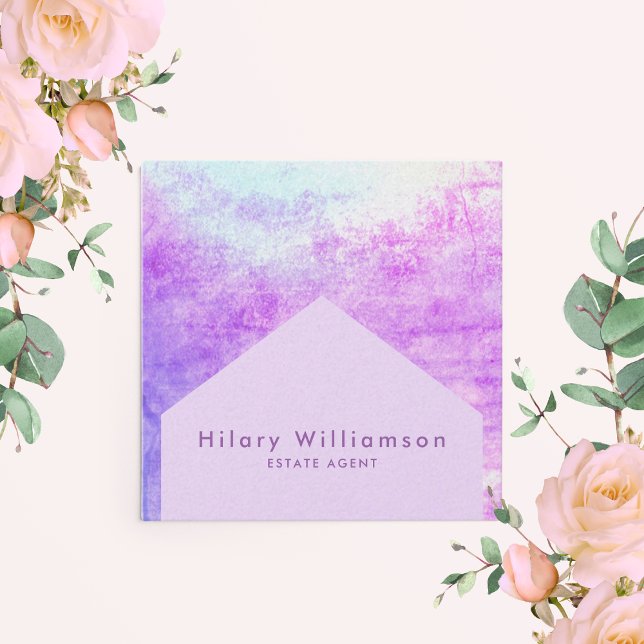 Elegant Chic Pastel Purple Lilac Estate Agent Square Business Card (Creator Uploaded)