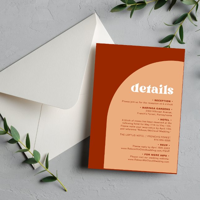 Elegant Chic Peach Terracotta Arch Boho Wedding Enclosure Card (Creator Uploaded)
