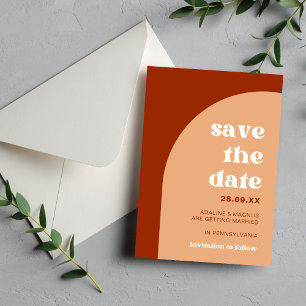 Elegant Chic Peach Terracotta Arch Boho Wedding Save The Date