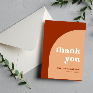 Elegant Chic Peach Terracotta Arch Boho Wedding Thank You Card