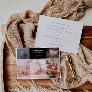 Elegant Chic Photo Collage Baby Announcement Card