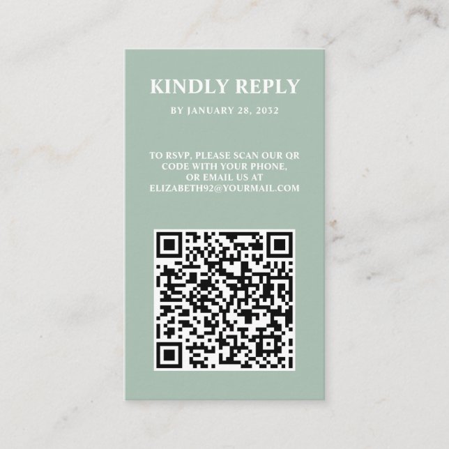 Elegant chic photo QR Code online RSVP Enclosure Card (Front)