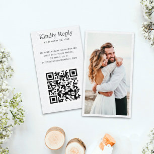 Elegant chic photo QR Code online RSVP Enclosure Card