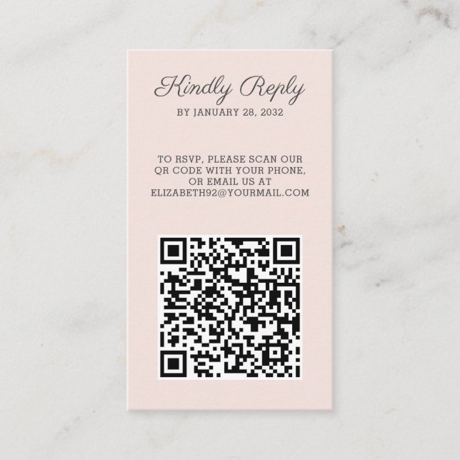 Elegant chic photo QR Code online RSVP  Enclosure Card (Front)