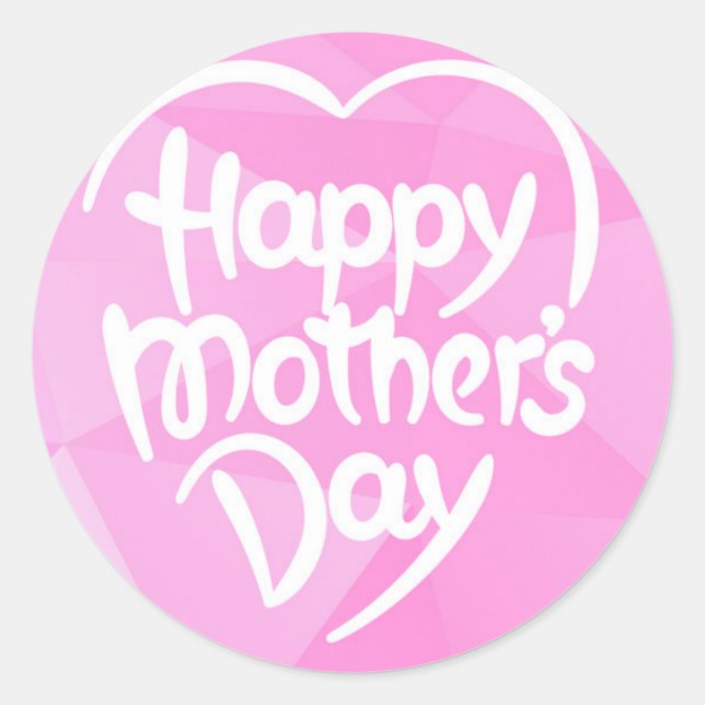 Elegant Chic Pink and White Happy Mother's Day Classic Round Sticker (Front)