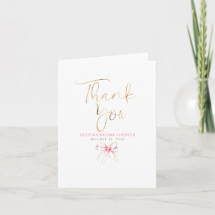 Elegant Chic Pink Bow Bridal Shower Thank You Card