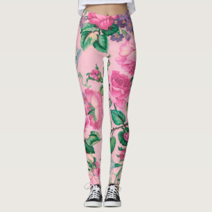 Elegant chic Pink Floral pattern Leggings