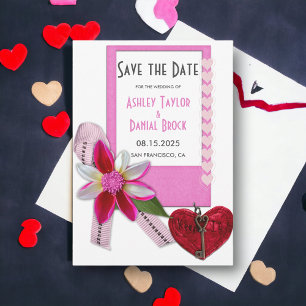 Elegant Chic Pink Flourish Formal Romantic Wedding Save The Date
