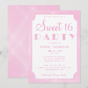 Elegant Chic Pink Glitter Sequins Sweet 16 Party Invitation