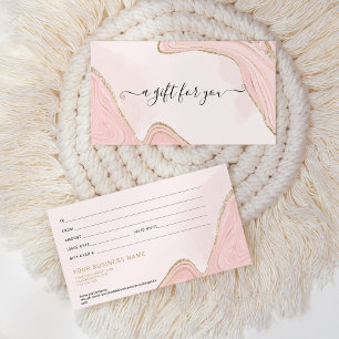 Elegant Chic Pink Gold Marble Agate Gift Card
