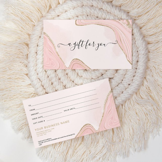 Elegant Chic Pink Gold Marble Agate Gift Card (Creator Uploaded)