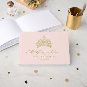 Elegant Chic Pink Gold Quinceanera Guest Book