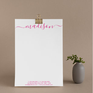Elegant Chic Pink Handwritten Script Mail Custom Letterhead
