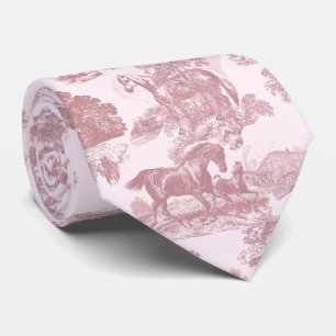 Elegant Chic Pink Horses Toile Tie