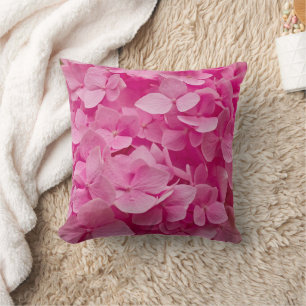 Elegant, Chic Pink Hydrangea Flower, Floral Petals Cushion