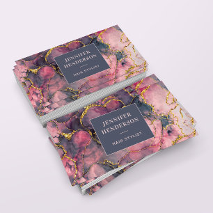 Elegant Chic Pink Rose Glitter Marble Agate Sparke Business Card