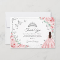 Elegant Chic Pink Roses Silver Quinceanera