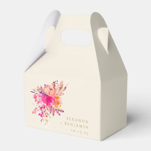 Elegant Chic Pink Watercolor Floral Wedding Custom Favour Box