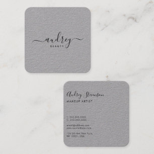 Elegant Chic Premium Grey Signature Typography Square Business Card