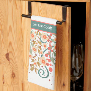Elegant Chic Pretty Floral Custom Quote Stylish Tea Towel