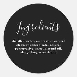 Elegant Chic Product Ingredient List Classic Round Sticker