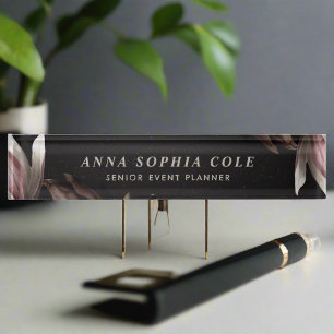 Elegant Chic Professional Floral Typography Nameplate