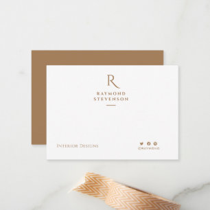 Elegant Chic Professional Light Brown monogrammed Card