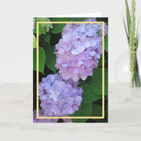 Elegant Chic Purple Hydrangeas Flowers Gold Frame