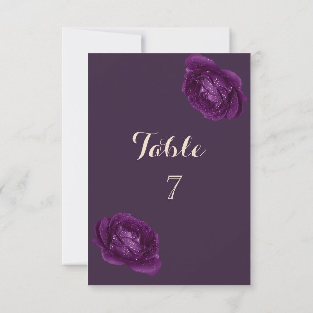 Elegant Chic Purple Roses  Table Card (Back)