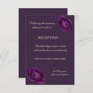 Elegant Chic Purple Roses Wedding Reception Invitation