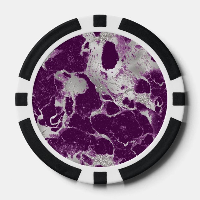 Elegant Chic Purple Violet Abstract Pattern Poker Chips (Front)