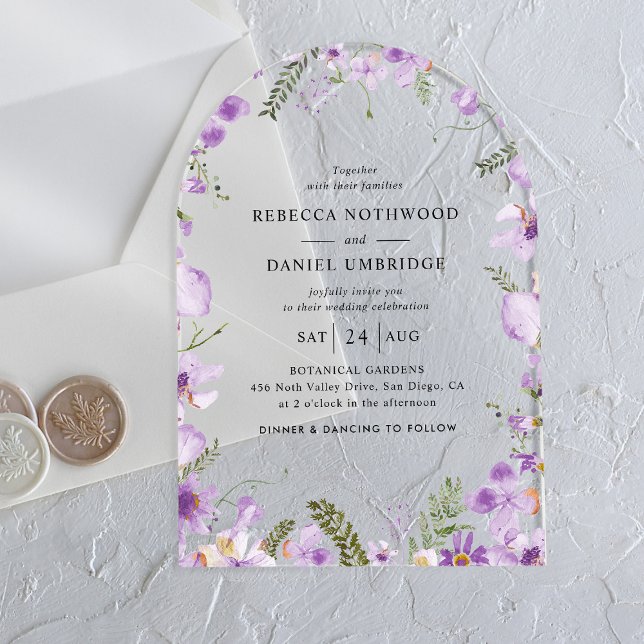 Elegant Chic Purple Wedding Acrylic Invitations (Creator Uploaded)