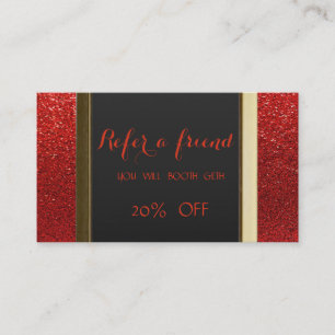Elegant Chic Red Glittery  Referral Card
