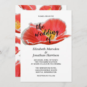 Elegant Chic Red Poppies Floral Wedding Invitation