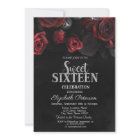 Elegant Chic Red Roses Black Sweet 16