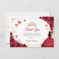 Elegant Chic Red Roses Gold Quinceanera