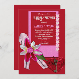 Elegant Chic Red Valentine Romantic Bridal Shower Invitation
