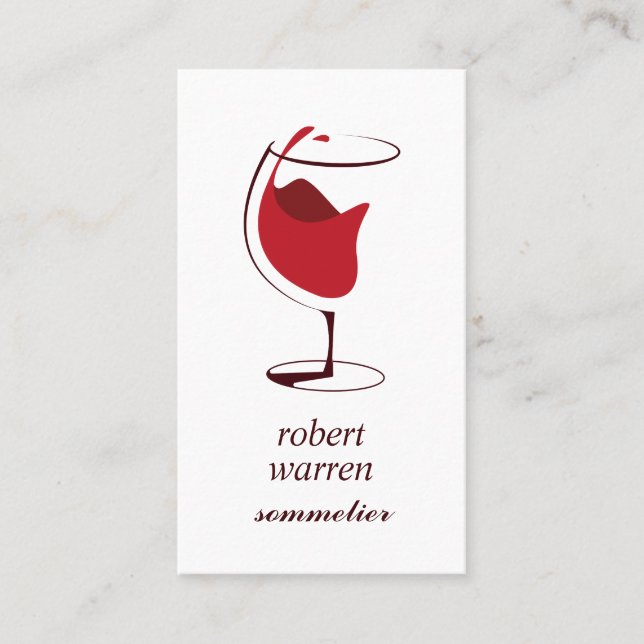 Elegant chic red wine glass Sommelier winemaker Business Card (Front)