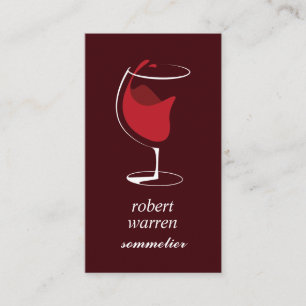 Elegant chic red wine glass Sommelier winemaker Business Card