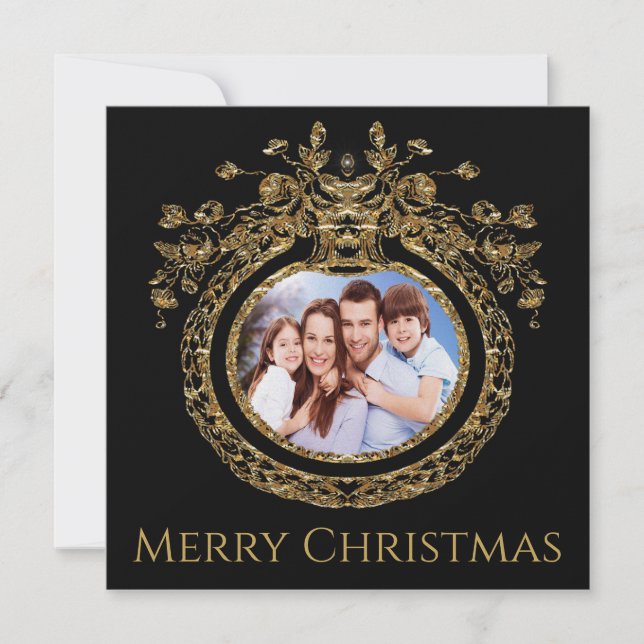Elegant Chic Regal Photo Christmas Holiday Card (Front)