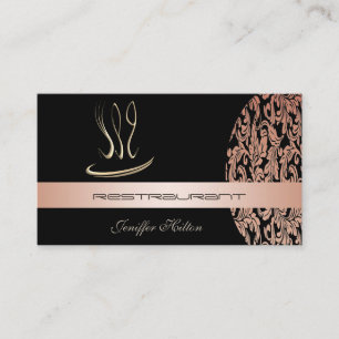 Elegant chic restaurant/ catering damask vintage business card