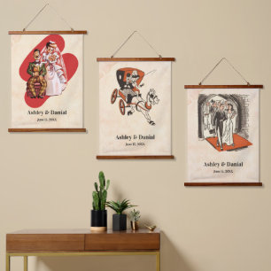 Elegant Chic Retro Bride And Groom Classic Wedding Hanging Tapestry
