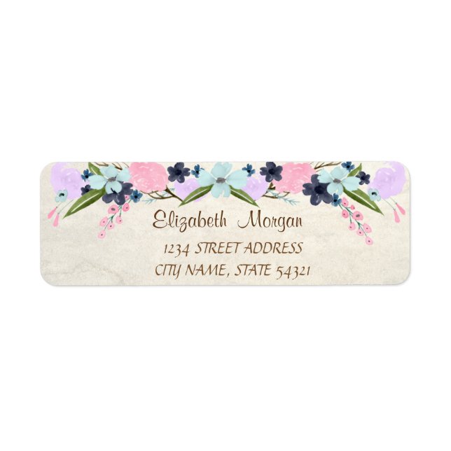 Elegant Chic Romantic, Flowers Address Label (Front)