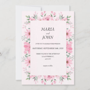 Elegant Chic Romantic Minimalist Classic Blush Invitation