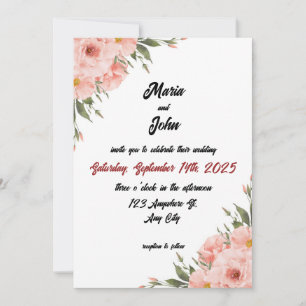 Elegant Chic Romantic Minimalist Classic Blush Invitation
