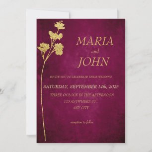Elegant Chic Romantic Minimalist Classic Burgundy Invitation